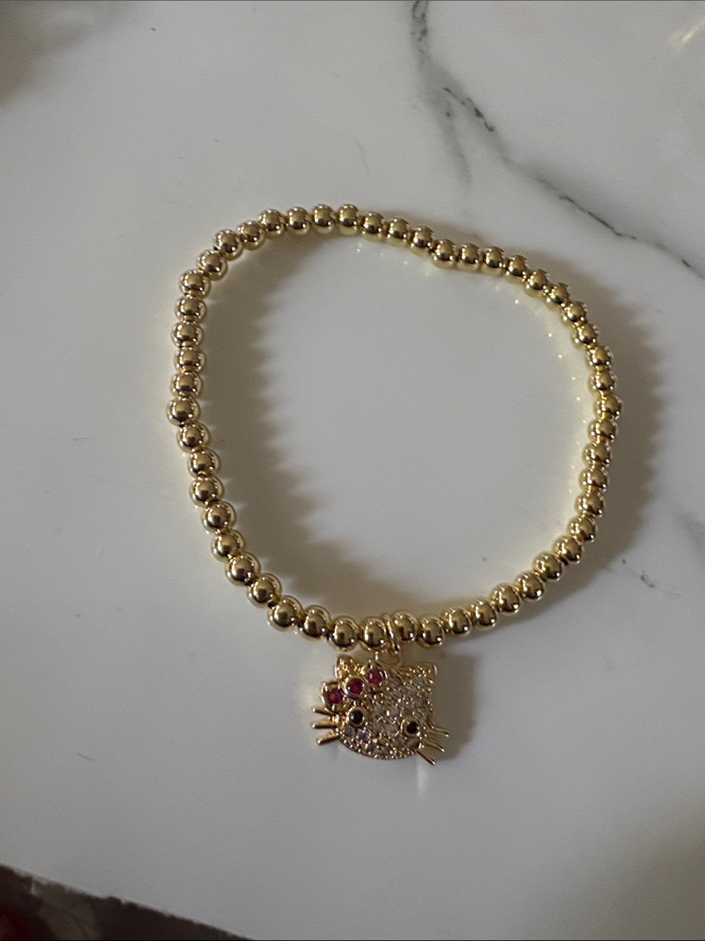 Hello Kitty Gold-Tone Beaded Charm Bracelet
